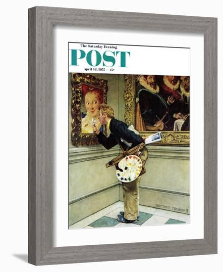 "Art Critic" Saturday Evening Post Cover, April 16,1955-Norman Rockwell-Framed Giclee Print