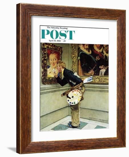 "Art Critic" Saturday Evening Post Cover, April 16,1955-Norman Rockwell-Framed Giclee Print