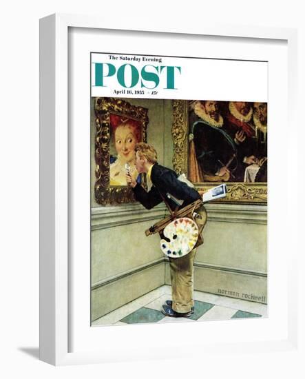 "Art Critic" Saturday Evening Post Cover, April 16,1955-Norman Rockwell-Framed Giclee Print