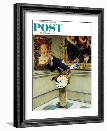 "Art Critic" Saturday Evening Post Cover, April 16,1955-Norman Rockwell-Framed Giclee Print