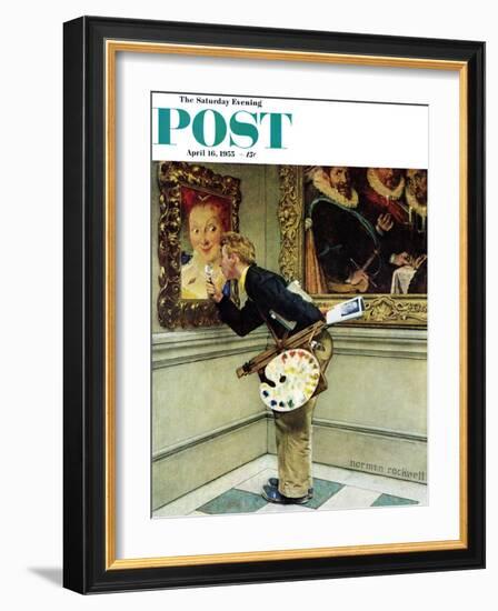 "Art Critic" Saturday Evening Post Cover, April 16,1955-Norman Rockwell-Framed Giclee Print