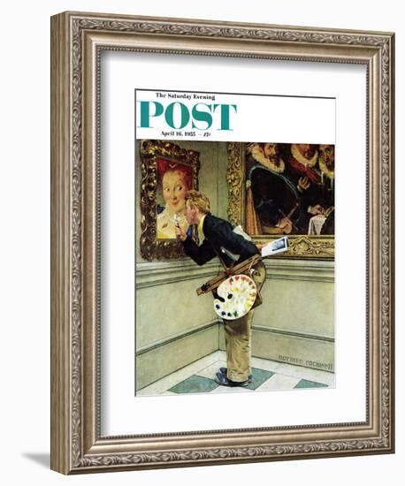 "Art Critic" Saturday Evening Post Cover, April 16,1955-Norman Rockwell-Framed Giclee Print