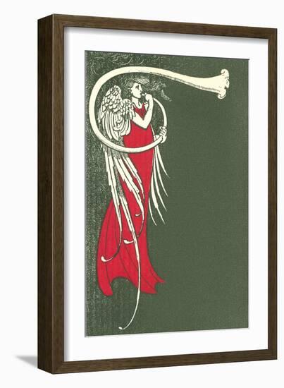 Art Deco Angel Blowing Trumpet-null-Framed Art Print