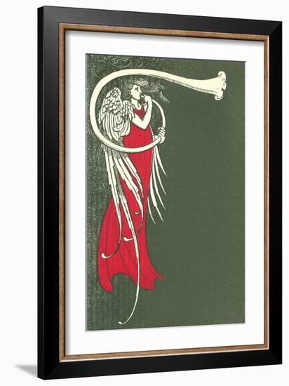 Art Deco Angel Blowing Trumpet-null-Framed Art Print