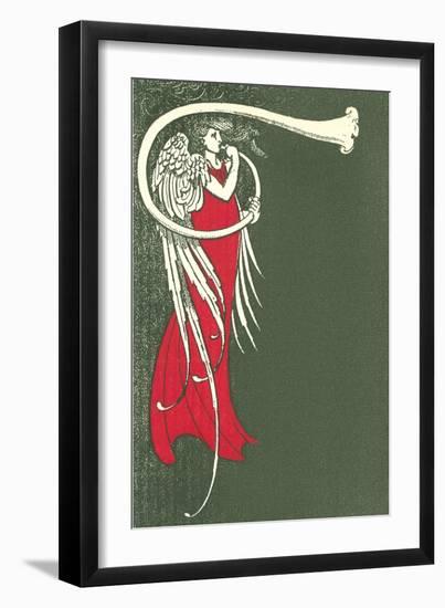 Art Deco Angel Blowing Trumpet-null-Framed Art Print