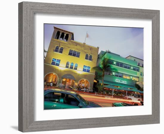 Art Deco Architecture and Palms, South Beach, Miami, Florida-Robin Hill-Framed Photographic Print