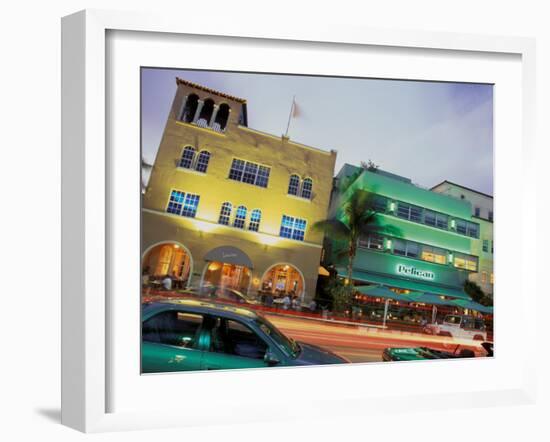 Art Deco Architecture and Palms, South Beach, Miami, Florida-Robin Hill-Framed Photographic Print