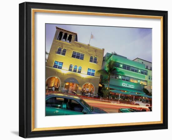 Art Deco Architecture and Palms, South Beach, Miami, Florida-Robin Hill-Framed Photographic Print