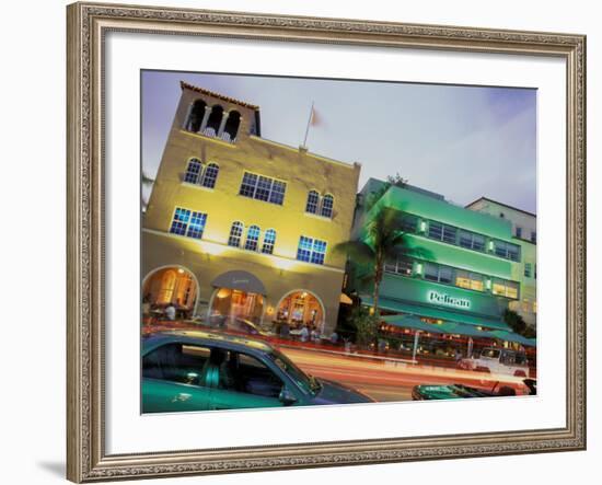 Art Deco Architecture and Palms, South Beach, Miami, Florida-Robin Hill-Framed Photographic Print