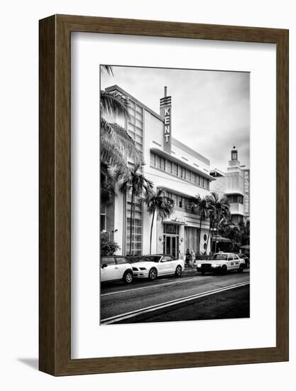 Art Deco Architecture with Yellow Cab - Miami Beach - Florida-Philippe Hugonnard-Framed Photographic Print