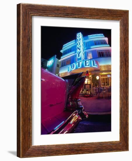 Art Deco at the Colony Hotel, South Beach, Miami, Florida-Walter Bibikow-Framed Photographic Print