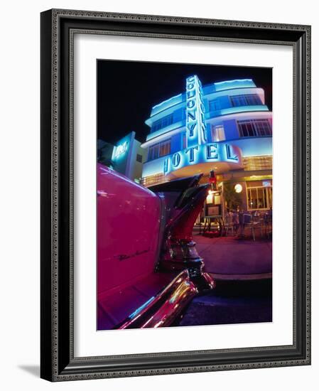 Art Deco at the Colony Hotel, South Beach, Miami, Florida-Walter Bibikow-Framed Photographic Print
