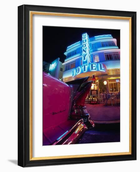 Art Deco at the Colony Hotel, South Beach, Miami, Florida-Walter Bibikow-Framed Photographic Print