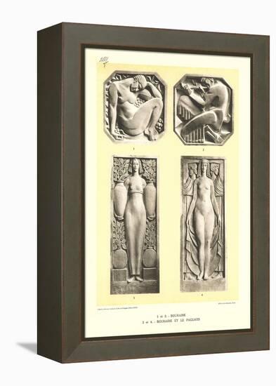 Art Deco Bas Reliefs-null-Framed Stretched Canvas