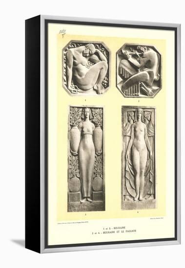 Art Deco Bas Reliefs-null-Framed Stretched Canvas