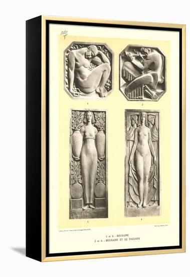 Art Deco Bas Reliefs-null-Framed Stretched Canvas