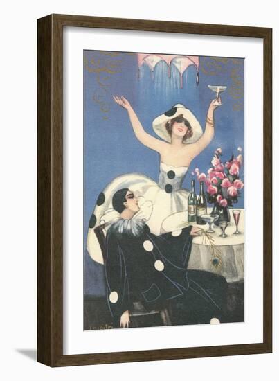 Art Deco Celebration with Pierrot-null-Framed Art Print