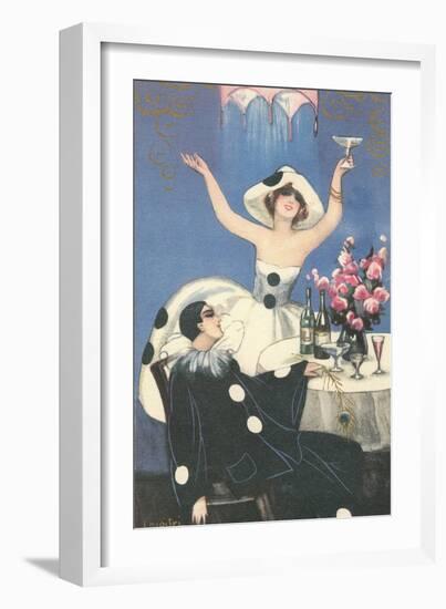 Art Deco Celebration with Pierrot-null-Framed Art Print