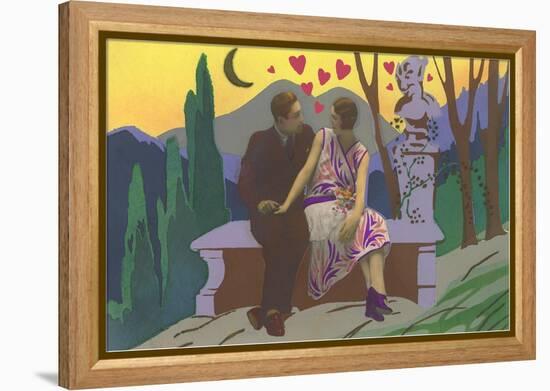 Art Deco Couple with Hearts-null-Framed Stretched Canvas