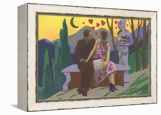 Art Deco Couple with Hearts-null-Framed Stretched Canvas