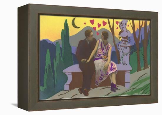 Art Deco Couple with Hearts-null-Framed Stretched Canvas