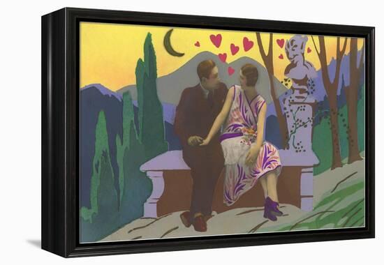 Art Deco Couple with Hearts-null-Framed Stretched Canvas