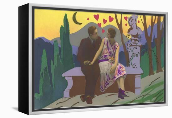 Art Deco Couple with Hearts-null-Framed Stretched Canvas