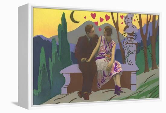 Art Deco Couple with Hearts-null-Framed Stretched Canvas