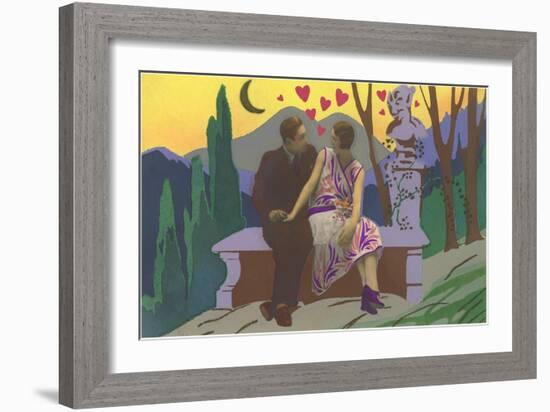 Art Deco Couple with Hearts-null-Framed Art Print