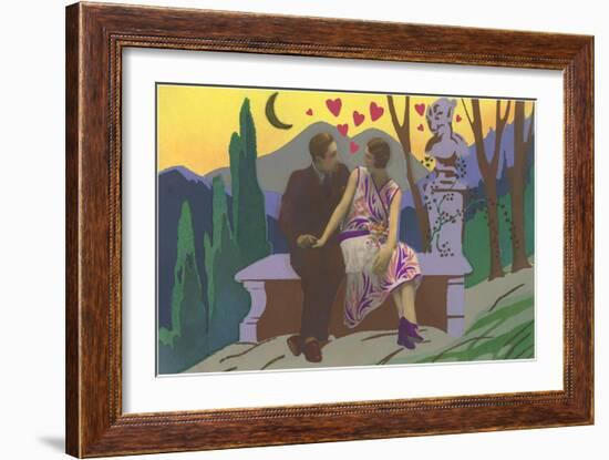 Art Deco Couple with Hearts-null-Framed Art Print