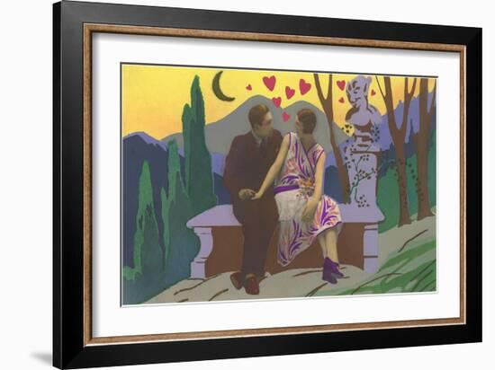 Art Deco Couple with Hearts-null-Framed Art Print