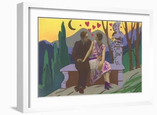 Art Deco Couple with Hearts-null-Framed Art Print