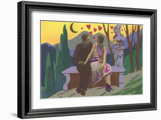 Art Deco Couple with Hearts-null-Framed Art Print