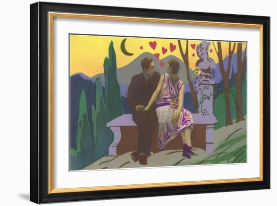 Art Deco Couple with Hearts-null-Framed Art Print