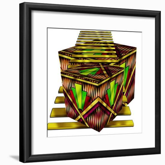 Art Deco Cubes 2-Art Deco Designs-Framed Giclee Print