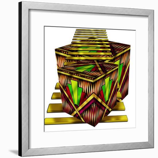 Art Deco Cubes 2-Art Deco Designs-Framed Giclee Print