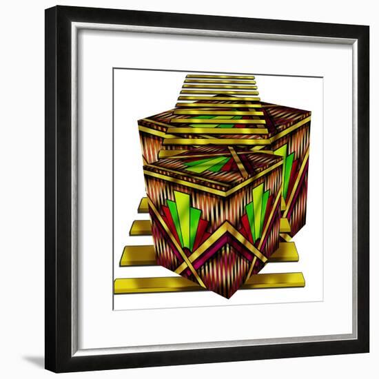 Art Deco Cubes 2-Art Deco Designs-Framed Giclee Print