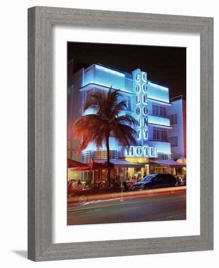 Art Deco District at Dusk, Ocean Drive, Miami Beach, Miami, Florida, United States of America-Gavin Hellier-Framed Photographic Print