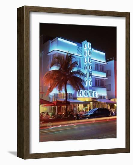 Art Deco District at Dusk, Ocean Drive, Miami Beach, Miami, Florida, United States of America-Gavin Hellier-Framed Photographic Print