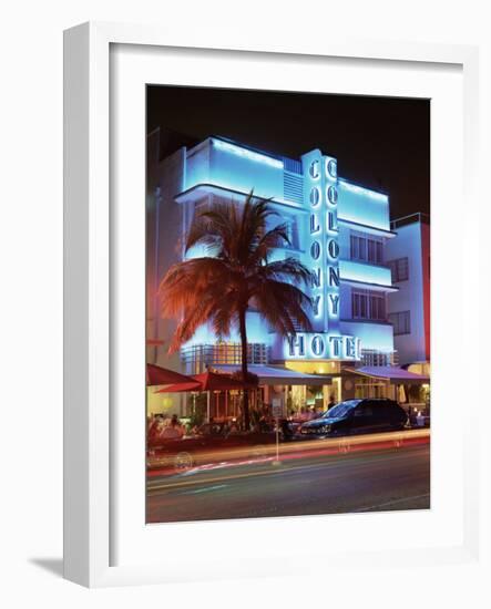 Art Deco District at Dusk, Ocean Drive, Miami Beach, Miami, Florida, United States of America-Gavin Hellier-Framed Photographic Print