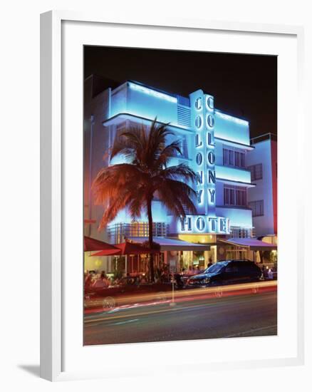 Art Deco District at Dusk, Ocean Drive, Miami Beach, Miami, Florida, United States of America-Gavin Hellier-Framed Photographic Print