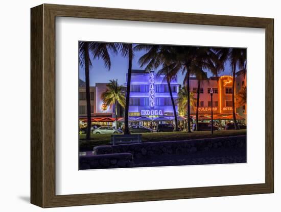 Art Deco District, Ocean Drive, South Beach, Miami Beach, Miami, Florida, United States of America-Gavin Hellier-Framed Photographic Print