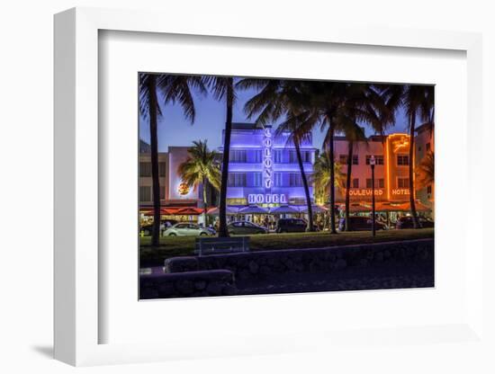 Art Deco District, Ocean Drive, South Beach, Miami Beach, Miami, Florida, United States of America-Gavin Hellier-Framed Photographic Print