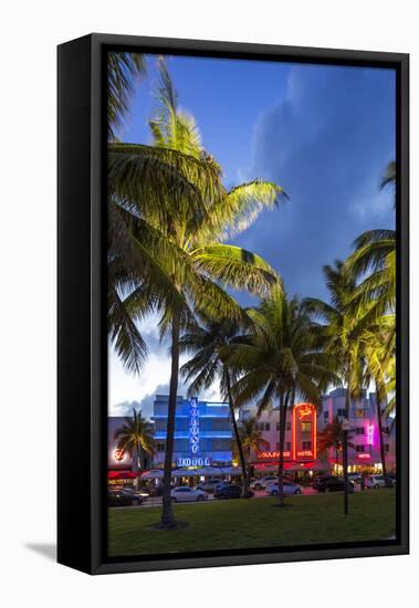 Art Deco District, Ocean Drive, South Beach, Miami Beach, Miami, Florida, USA-Gavin Hellier-Framed Premier Image Canvas