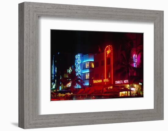 Art Deco District, South Beach, Miami-George Oze-Framed Photographic Print