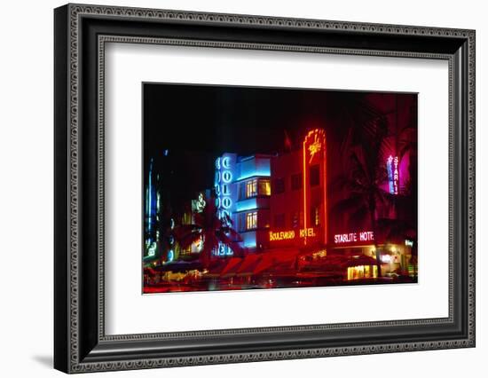 Art Deco District, South Beach, Miami-George Oze-Framed Photographic Print