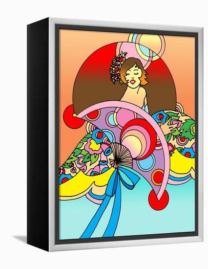 Art Deco Fan Lady-Howie Green-Framed Premier Image Canvas