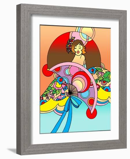 Art Deco Fan Lady-Howie Green-Framed Giclee Print