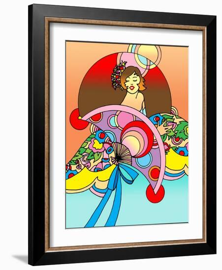 Art Deco Fan Lady-Howie Green-Framed Giclee Print