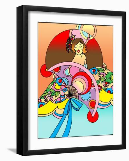 Art Deco Fan Lady-Howie Green-Framed Giclee Print